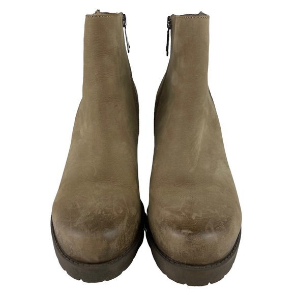 Blondo Waterproof Distressed Dual Side Zipper Genuine Leather Heeled Booties Tan - Picture 14 of 16